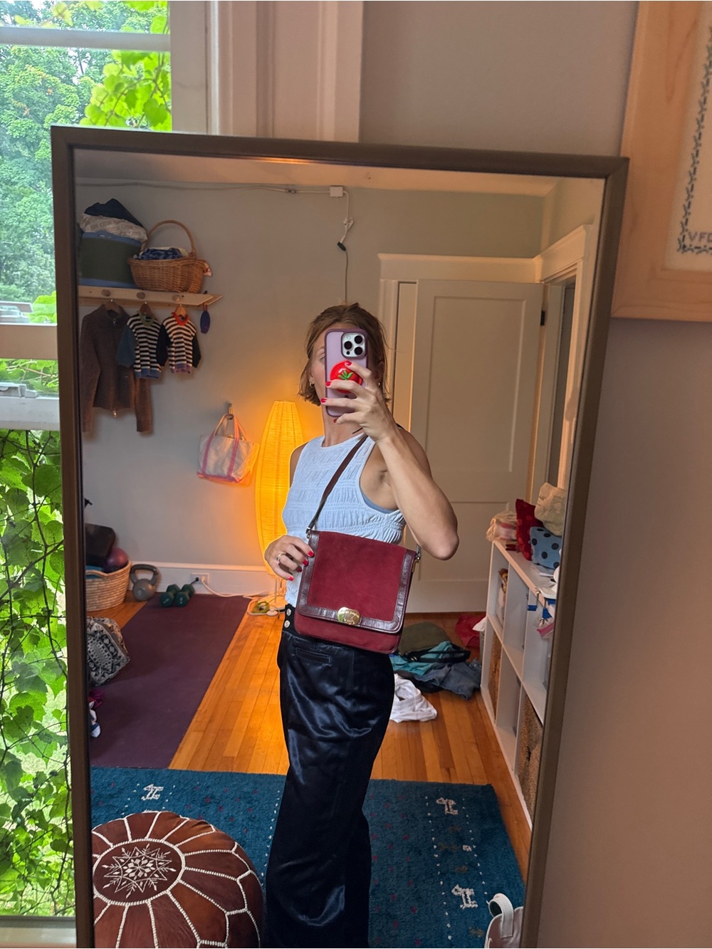 Vintage Burgundy Shoulder Bag - Women's Crossbody